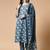 Blue printed & handwork kurta, pant & dupatta set
