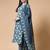 Blue printed & handwork kurta, pant & dupatta set