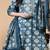 Blue printed & handwork kurta, pant & dupatta set