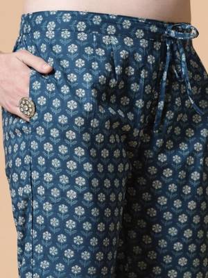 Blue printed & handwork kurta, pant & dupatta set 5