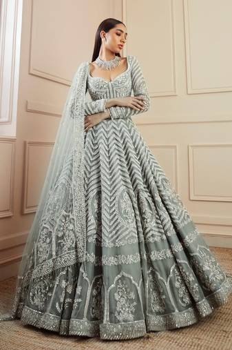 Grey georgette Sequin embroidered lehenga choli with dupatta 