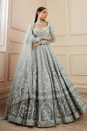 Grey georgette Sequin embroidered lehenga choli with dupatta 