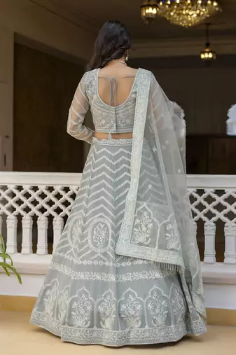 Grey georgette Sequin embroidered lehenga choli with dupatta 