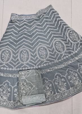 Grey georgette Sequin embroidered lehenga choli with dupatta  3