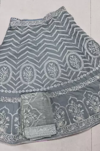 Grey georgette Sequin embroidered lehenga choli with dupatta 