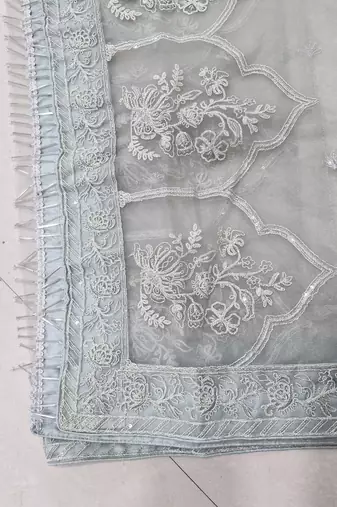 Grey georgette Sequin embroidered lehenga choli with dupatta 