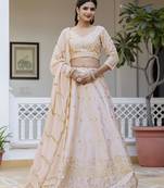 Light peach embroidered lehenga choli with dupatta
