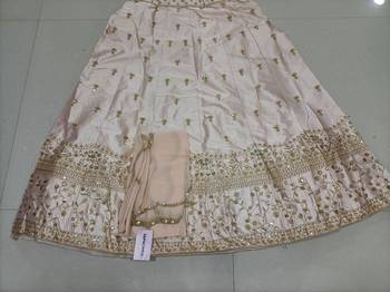 Light peach embroidered lehenga choli with dupatta 5