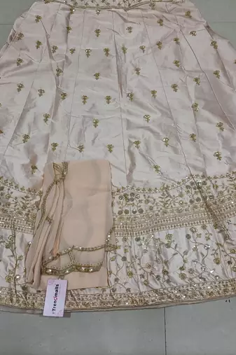 Trendmalls Light peach embroidered lehenga choli with dupatta