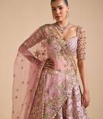 Pink embroidered lehenga choli with dupatta