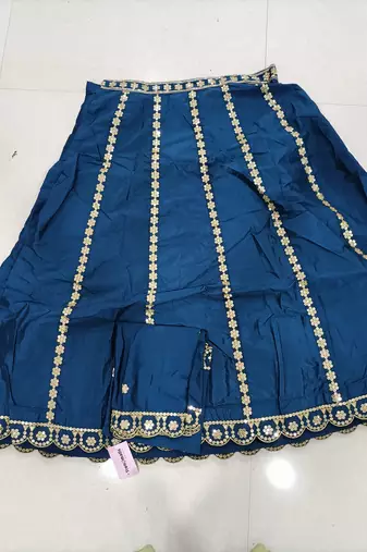 Trendmalls Teal Blue embroidered lehenga choli with dupatta