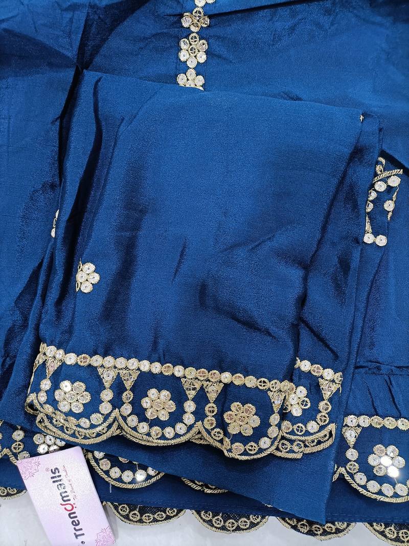 Teal Blue embroidered lehenga choli with dupatta