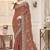Gold color zirkon work & codding embroidered fendy satin silk  saree with blouse