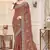 Gold color zirkon work & codding embroidered fendy satin silk blend  saree with blouse