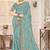 Sky blue color zirkon work & codding embroidered fendy satin silk  saree with blouse