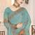 Sky blue color zirkon work & codding embroidered fendy satin silk  saree with blouse