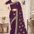 Wine color zirkon work & codding embroidered fendy satin silk  saree with blouse
