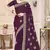 Wine color zirkon work & codding embroidered fendy satin silk  saree with blouse