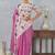 Pink color zirkon cut border worksatin digital printed saree with blouse