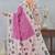 Pink color zirkon cut border worksatin digital printed saree with blouse