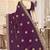 Wine color zirkon work & codding embroidered fendy satin silk  saree with blouse