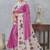 Pink color zirkon cut border worksatin digital printed saree with blouse