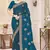 Morpeach color zirkon work & codding embroidered fendy satin silk  saree with blouse