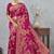 rani color banarasi silk blend meenakari work saree with blouse