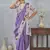 Purple color zirkon cut border worksatin digital printed saree with blouse