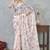 Pink color zirkon work border fendy satin digital print saree with blouse