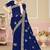 Navy blue color zirkon work & codding embroidered georgette saree with blouse