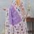 Purple color zirkon cut border worksatin digital printed saree with blouse