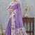 Purple color zirkon cut border worksatin digital printed saree with blouse