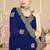 Navy blue color zirkon work & codding embroidered georgette saree with blouse