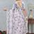 Purple color zirkon work border fendy satin digital print saree with blouse
