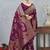 wine color banarasi silk blend meenakari work saree with blouse