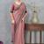 pink color zirkon work border soft silk blend saree with blouse