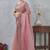 pink color zirkon work border soft silk blend saree with blouse