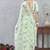 Rama green color zirkon work border fendy satin digital print saree with blouse