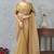 musturd color zirkon work border soft silk blend saree with blouse