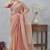 peach color zirkon work border soft silk blend saree with blouse