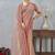 peach color zirkon work border soft silk blend saree with blouse