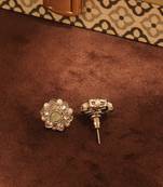 Flower design antique gold plated light green uncut kundan stone choker jewellery sets for women