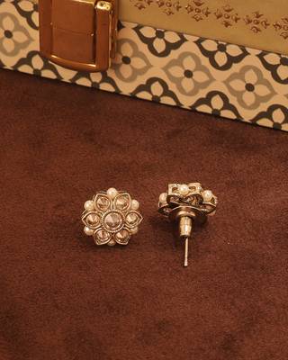 brown alloy choker set with kundan stone work 2