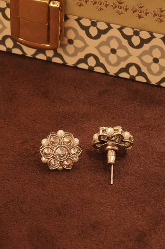 Flower design antique gold plated brown uncut kundan stone choker jewellery sets for women