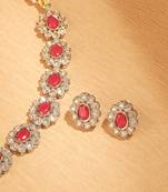 Round and oval shape antique gold plated red uncut kundan stone choker jewellery sets for women