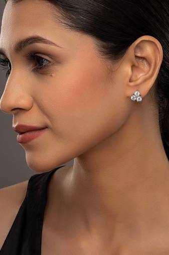 white sterling silver stud earrings with smooth finish