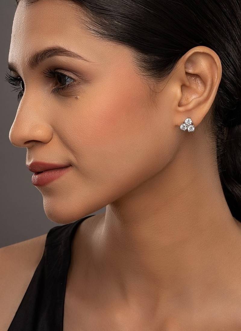 white sterling silver stud earrings with smooth finish