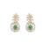 green silver dangler earrings with polished stone work