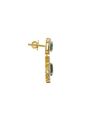 green silver drop earrings with gold plated stone work 3